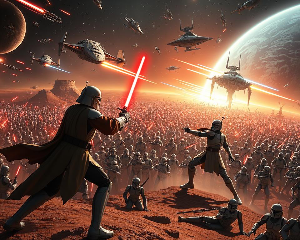 ação e espetáculo star wars